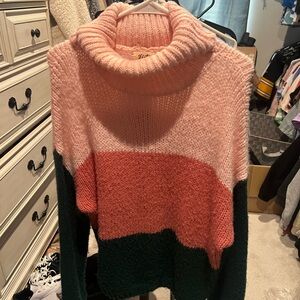 Listicle Pink and Coral Turtleneck Sweater